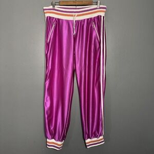 Y2K Track Pants Joggers Everlast Large Fuchsia Shiny Satin Boxing streetwear